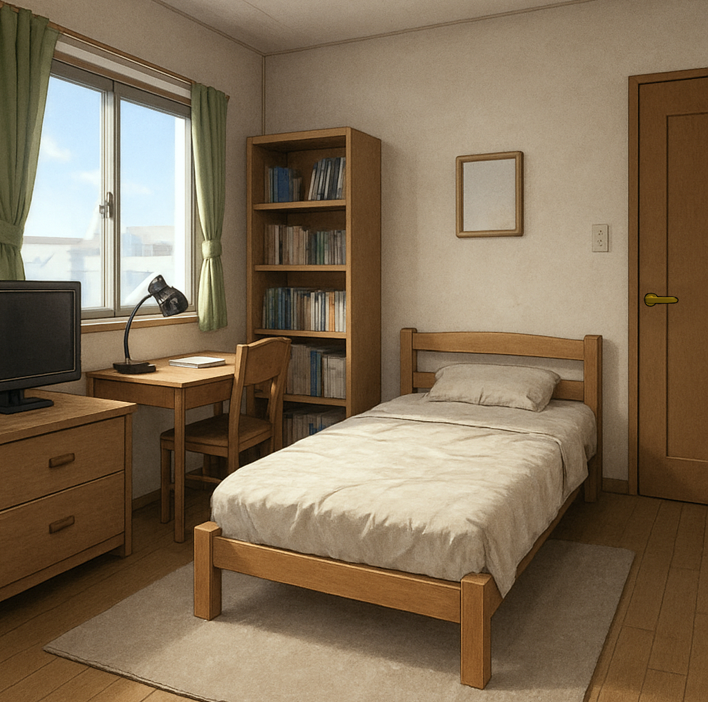 ワンルームの部屋背景フリー素材|シンプルな室内インテリア・無料・商用利用OK・高解像度