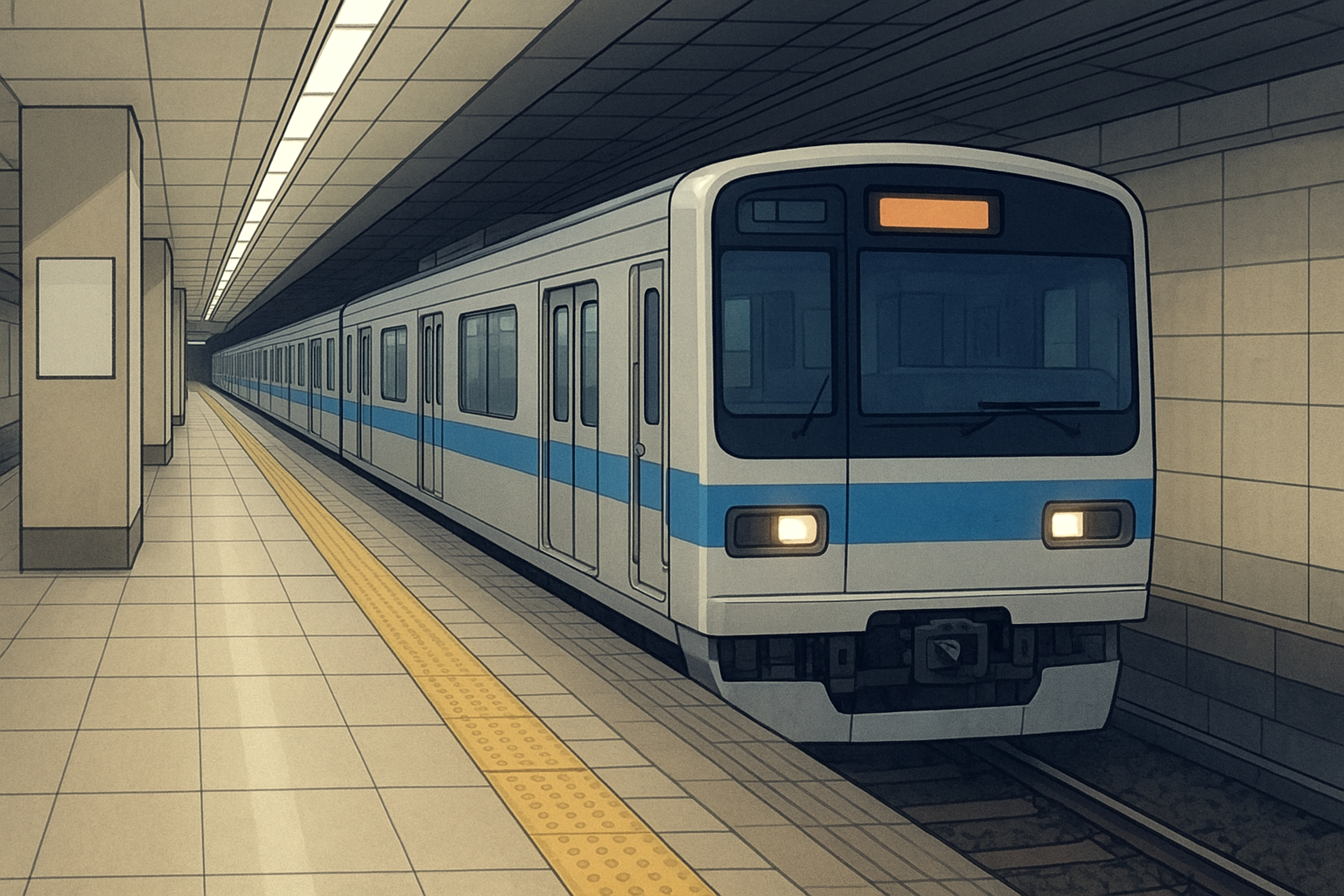 駅に停車する電車の外観背景フリー素材｜鉄道・無料・商用利用OK