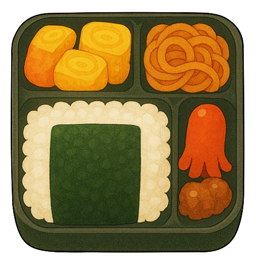 弁当のフリー小物素材|和食・食べ物イラスト・無料・商用利用OK・高解像度