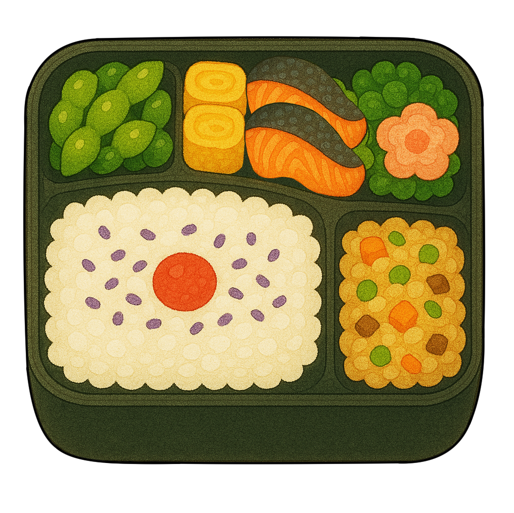 弁当のフリー小物素材|和食・食べ物イラスト・無料・商用利用OK・高解像度